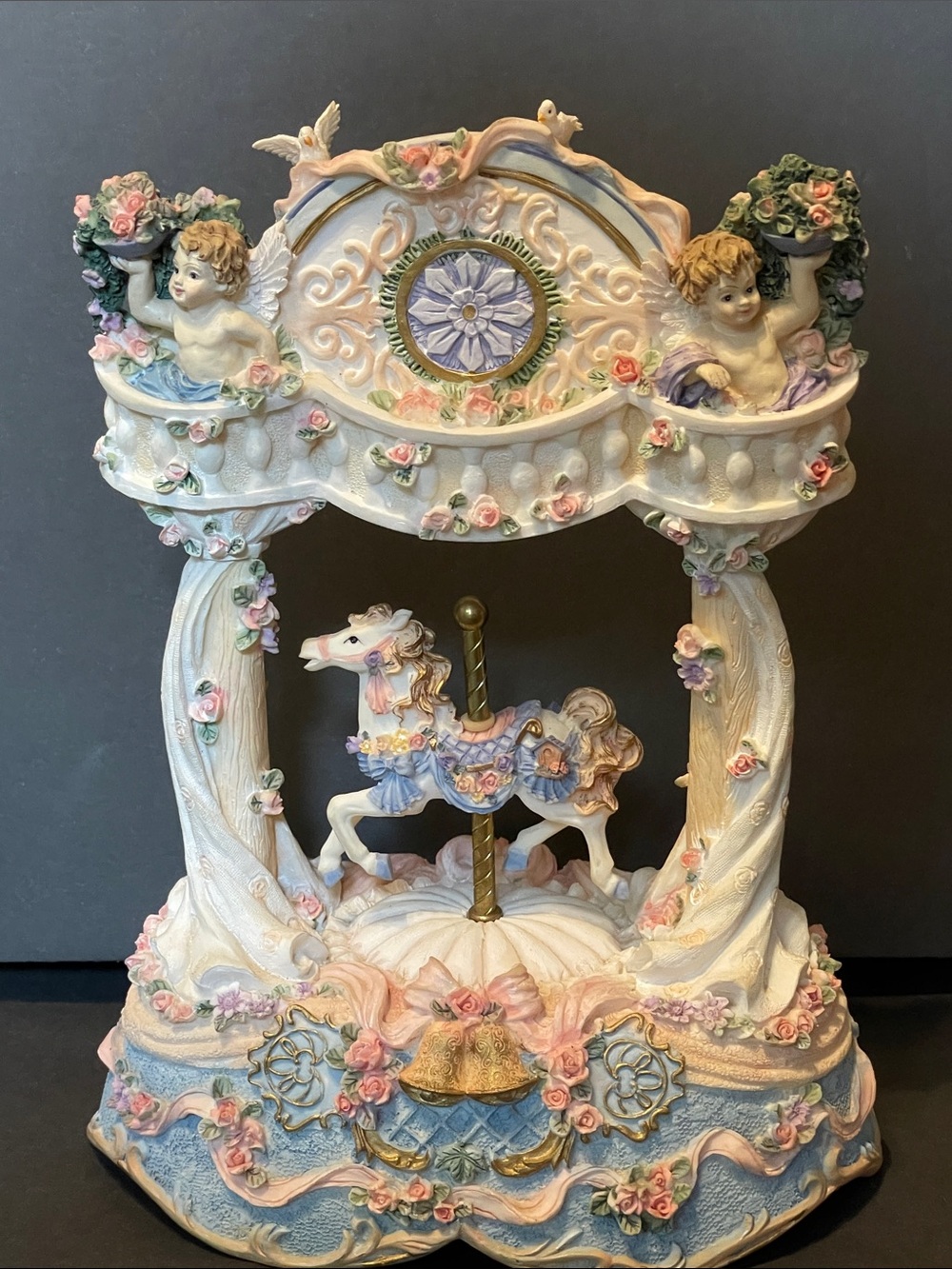 Romantic Pastel Carousel Horse Music Box With Motion